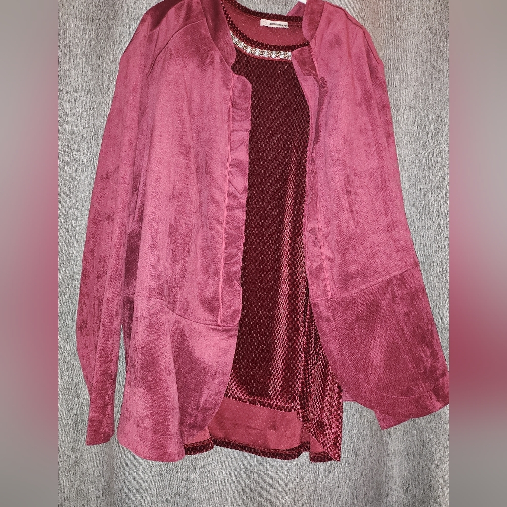 2 Piece Burgundy Velvet Jacket Set